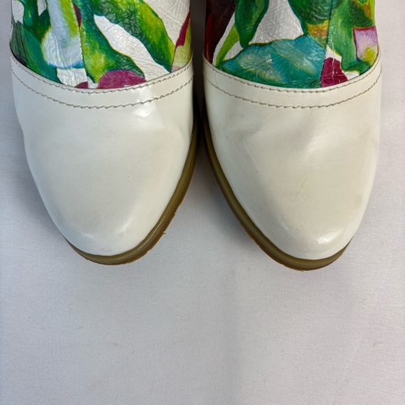 L’artiste Spring Step Leather Ankle Boots Floral Chic Booties White Size 8.5 - Picture 6 of 16